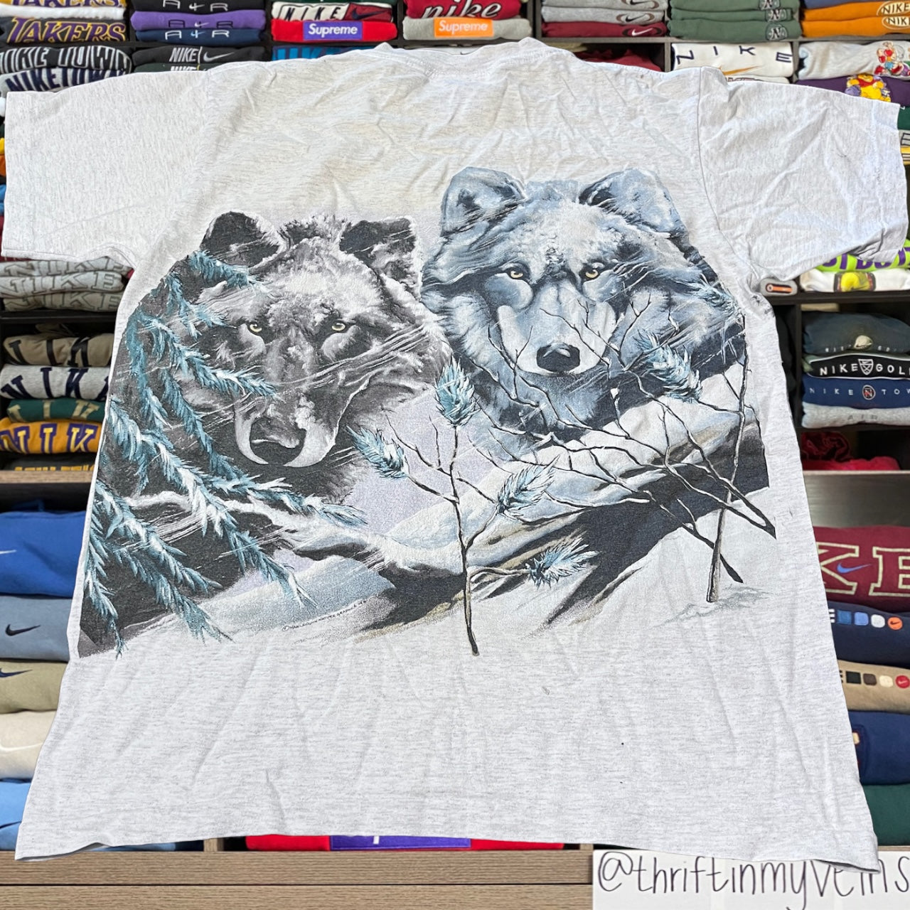 90s wolf nature big double sided print