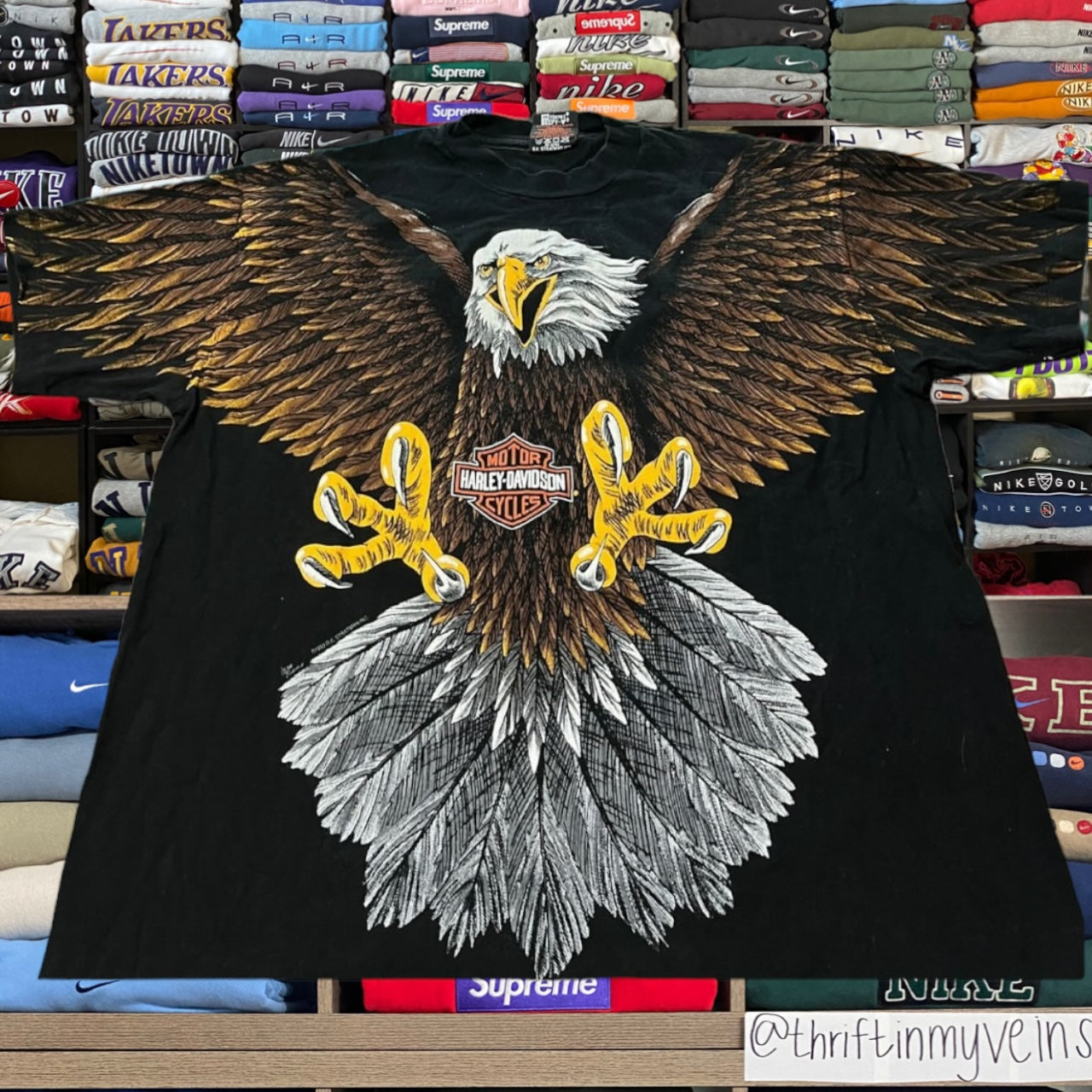 90s Harley Davidson all over print biker motorcycle shirt