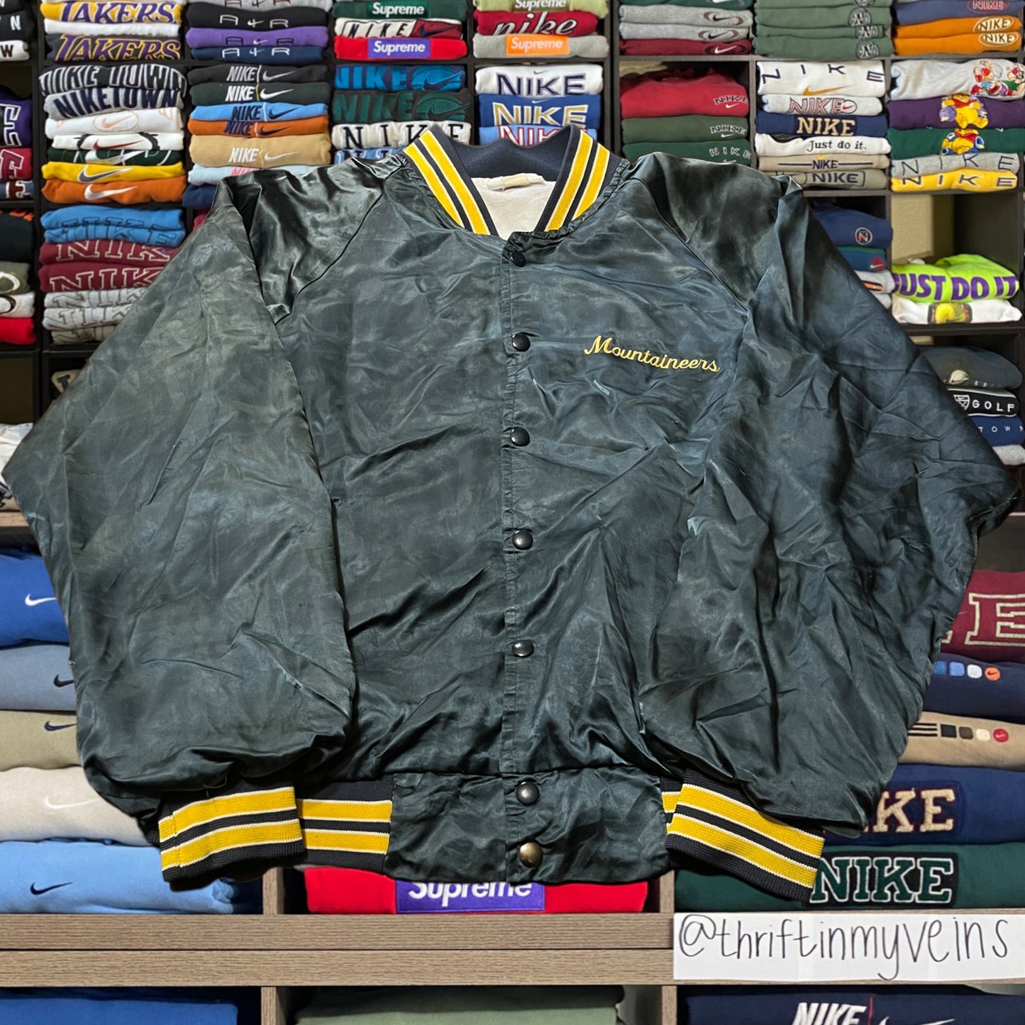 80s West Virginia university WVU satin jacket