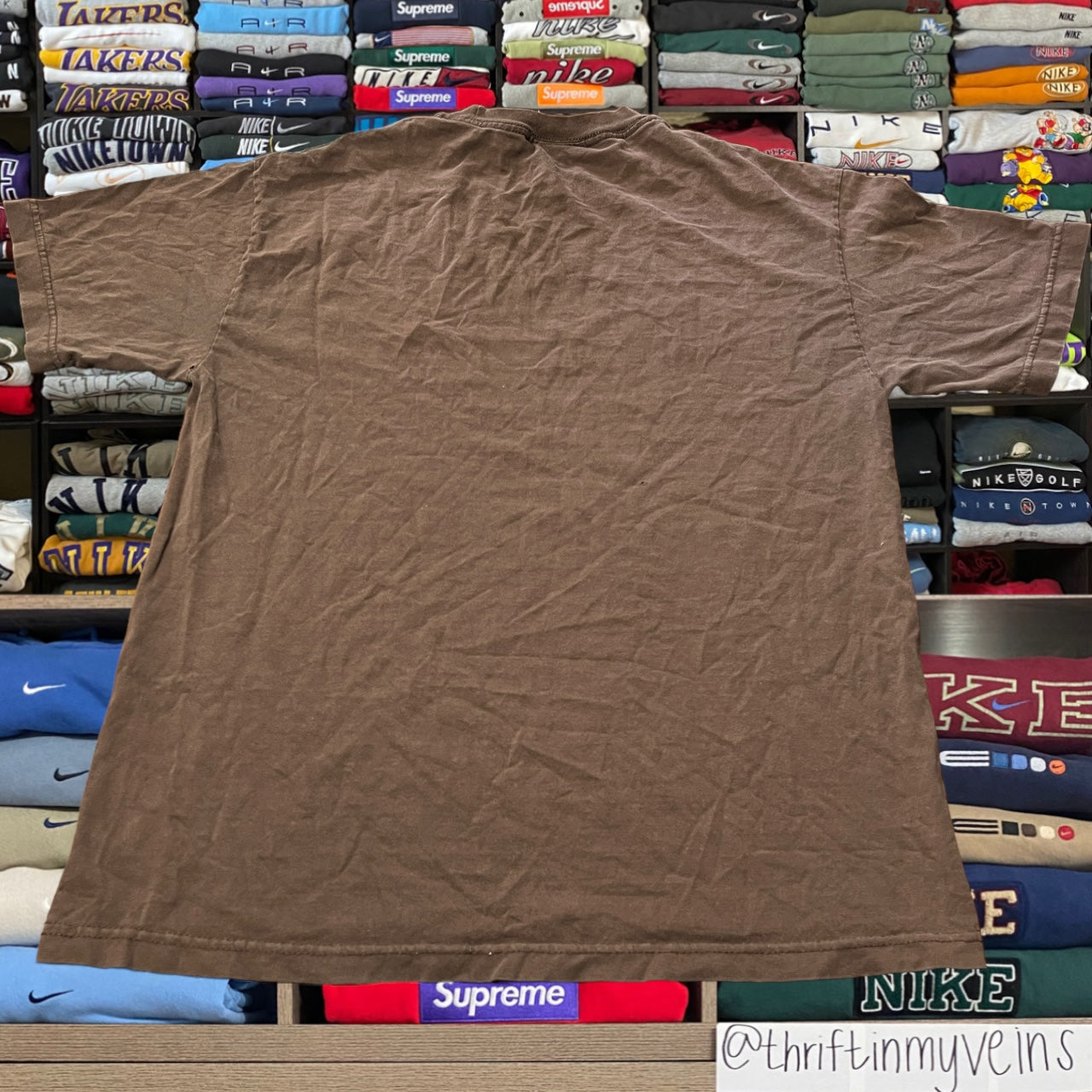 Brown skeleton skull skater shirt