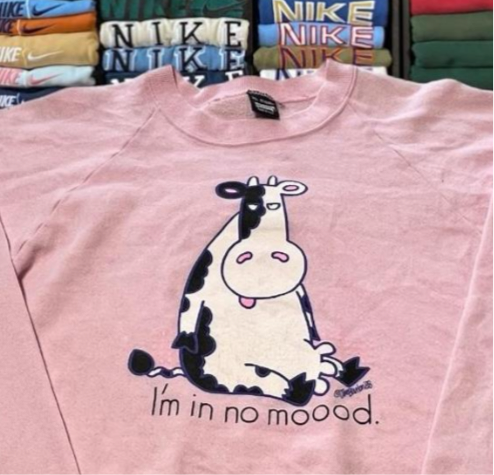 80s pink cow moo sweater (xlarge)