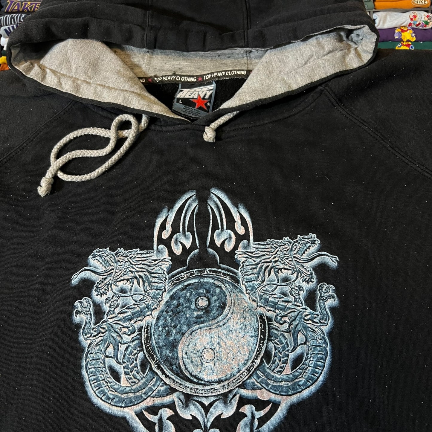 Y2K dragon Ying Yang skater hoodie top heavy