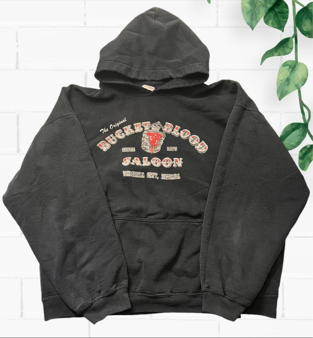 Vintage 90s bucket blood saloon biker hoodie