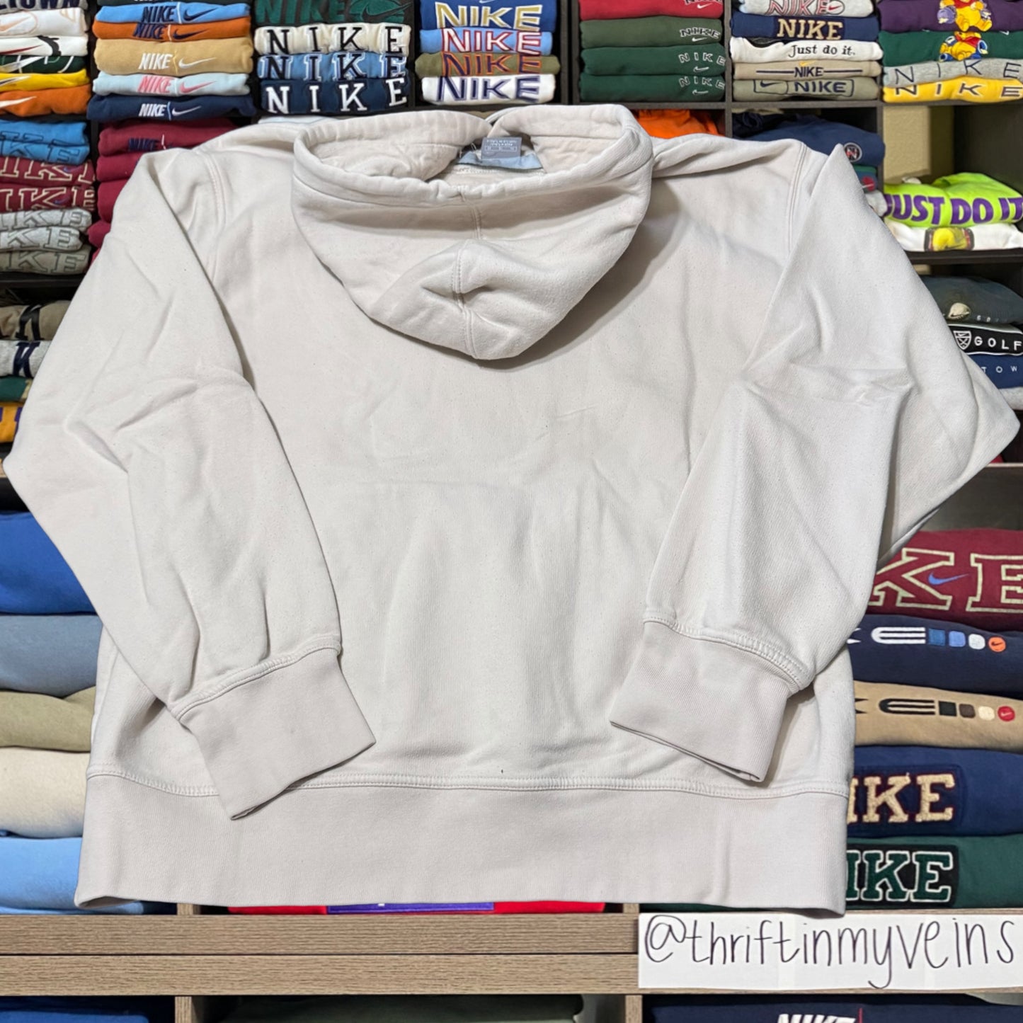 Y2K 2004 Nike crème spelled out logo hoodie