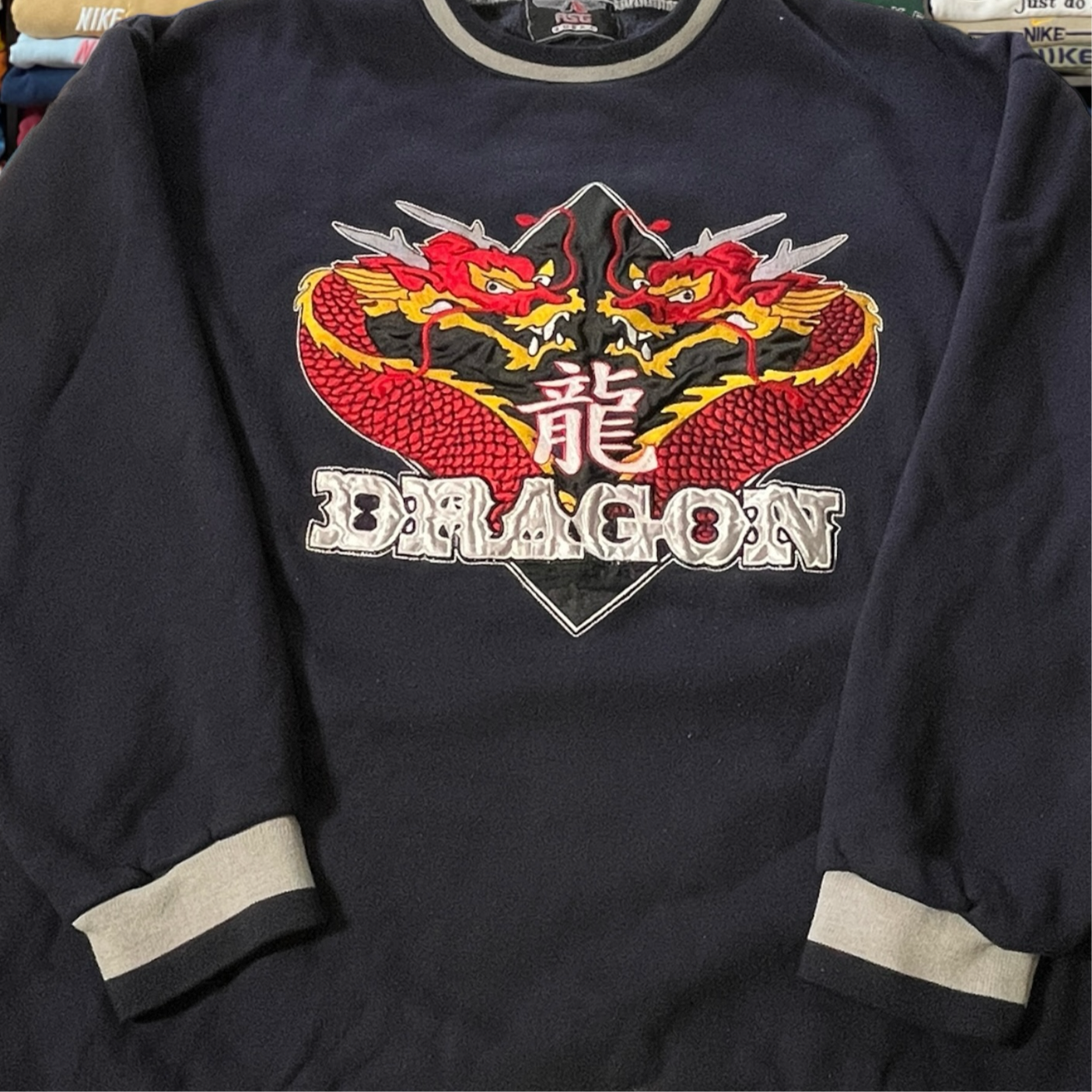 90s jnco style skater dragon embroidered logo