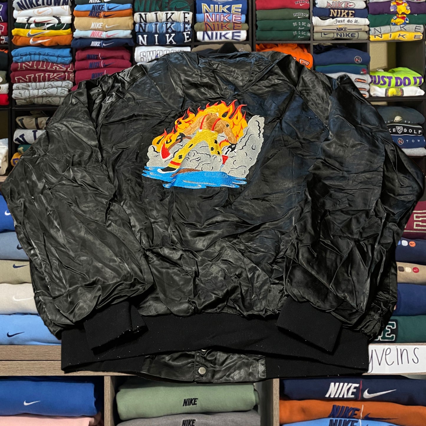 80s fire fighter satin jacket (large)