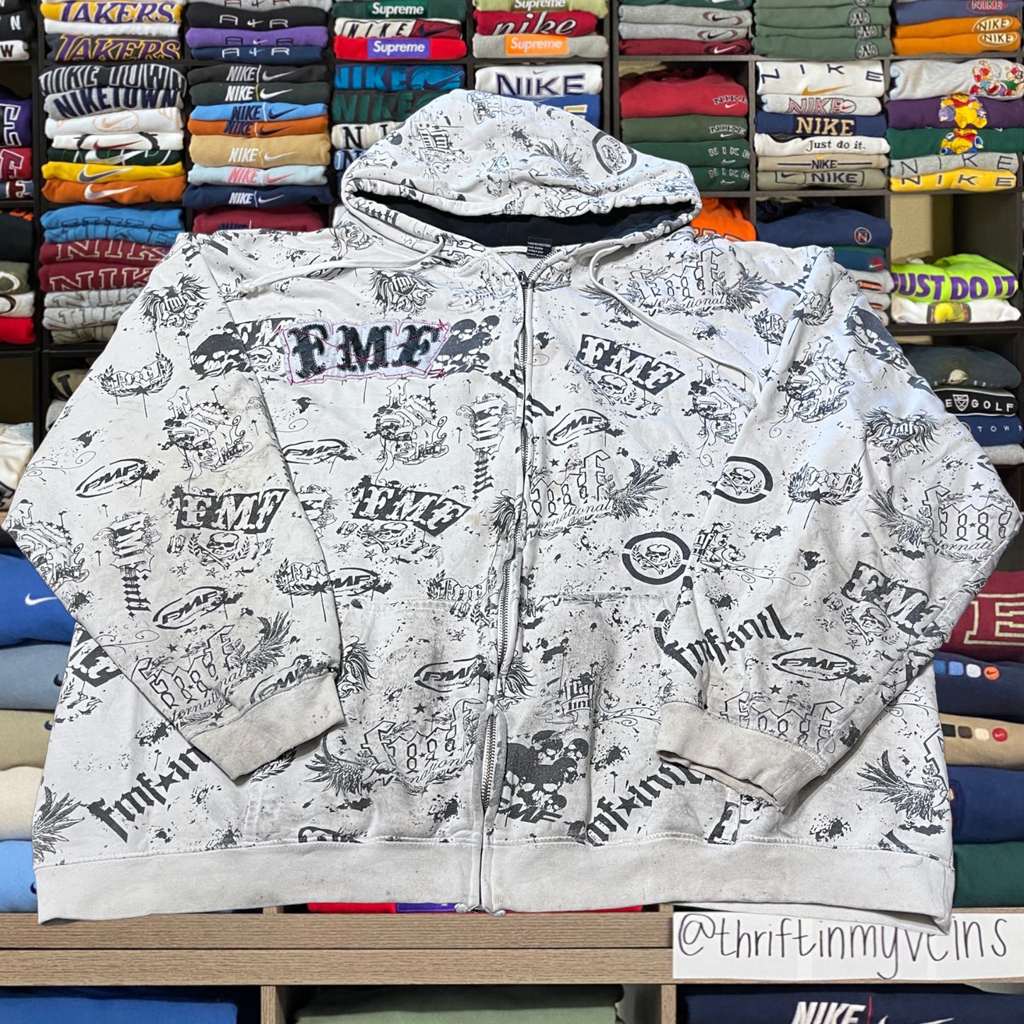 FMF skater all over print full zip hoodie