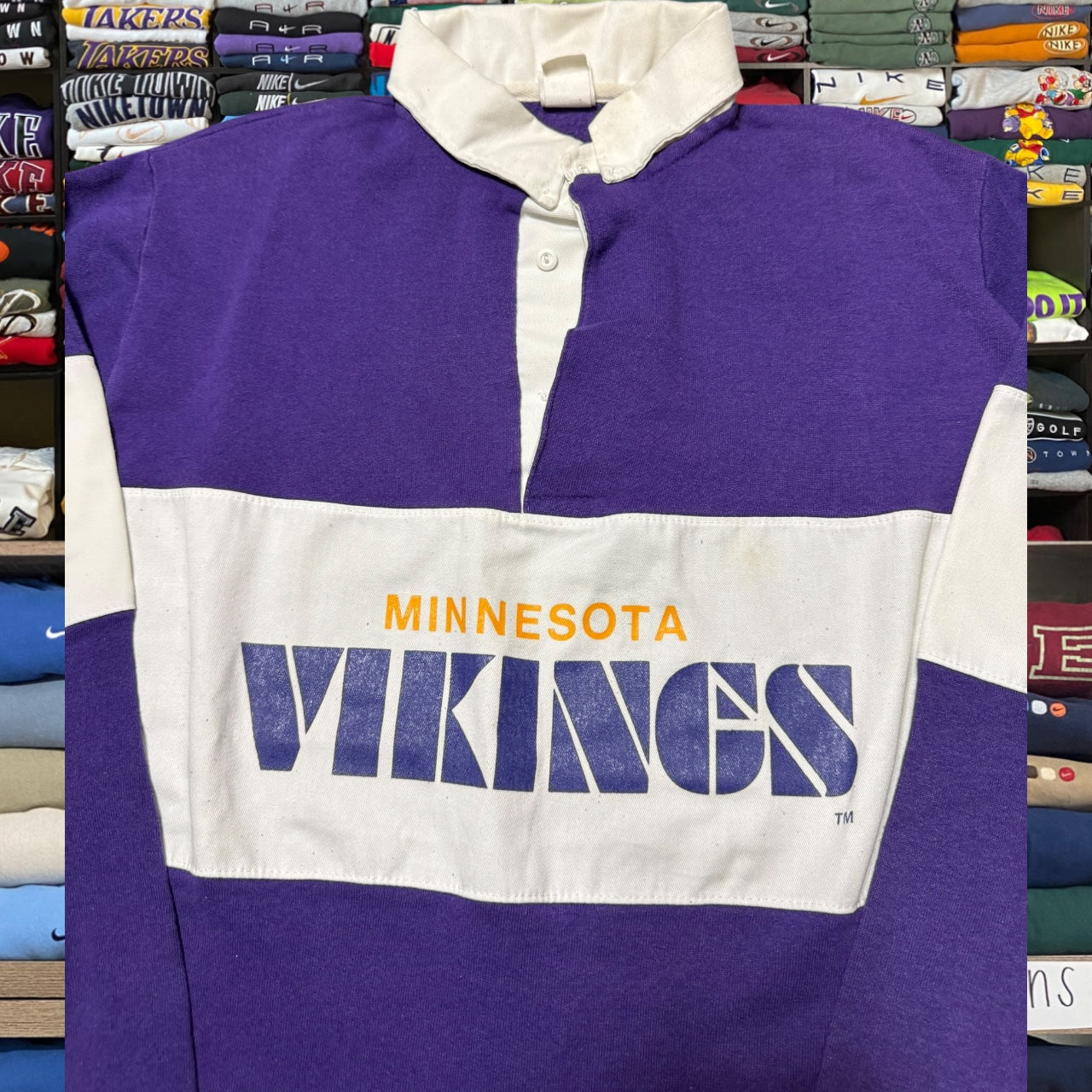 90s minnesota vikings collar sweater