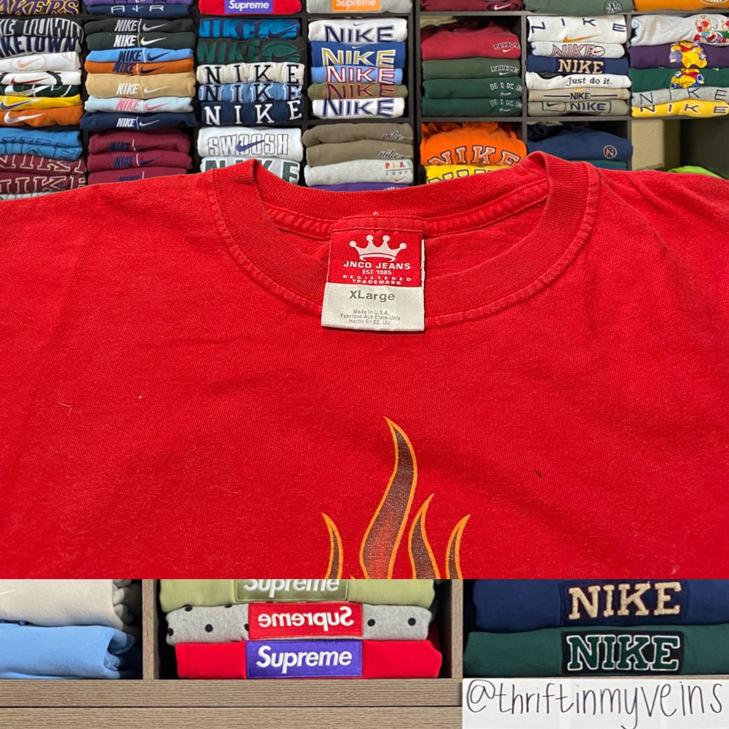 Y2K jnco jeans fire shirt