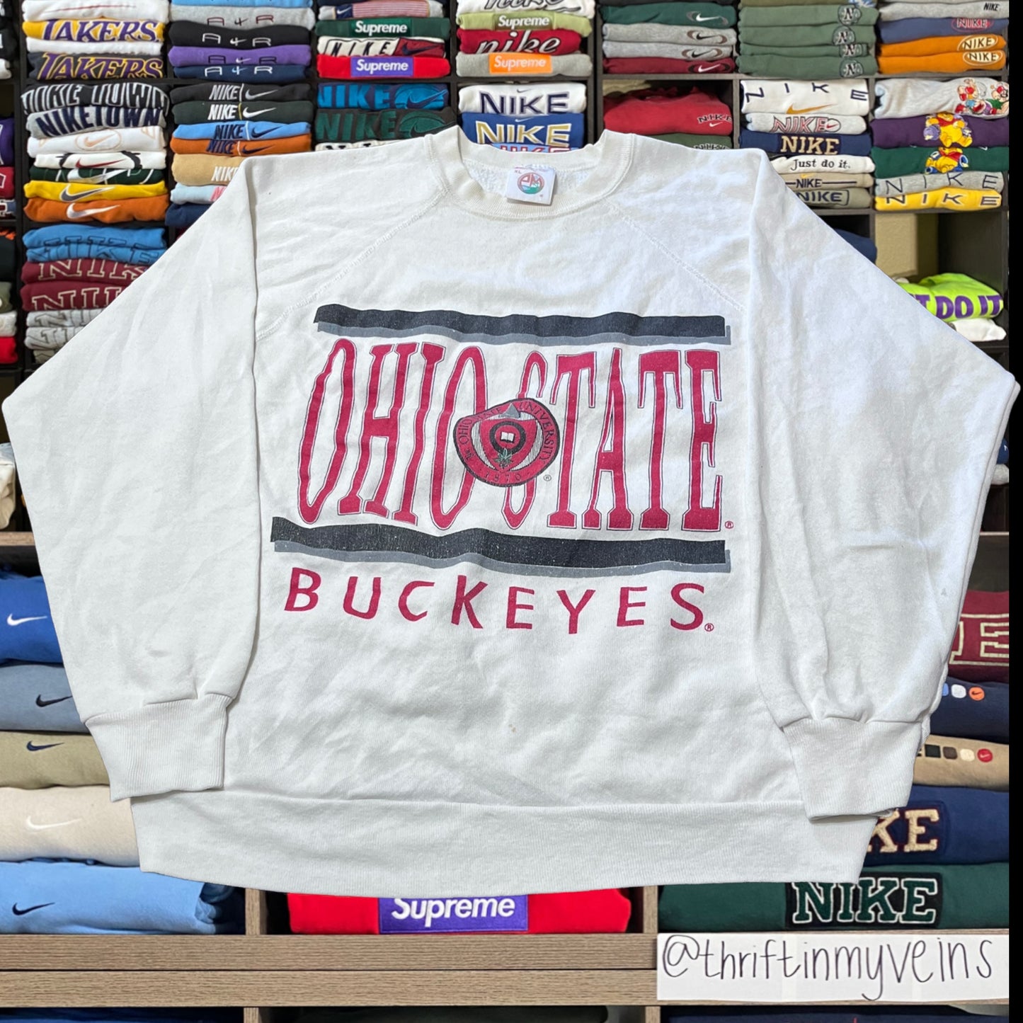 90s Ohio buckeyes white sweater
