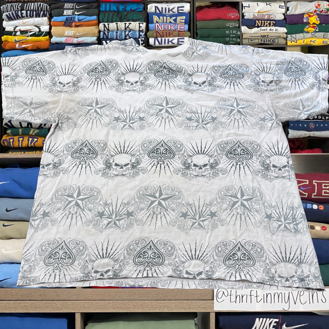 y2k skull skeleton skater shirt