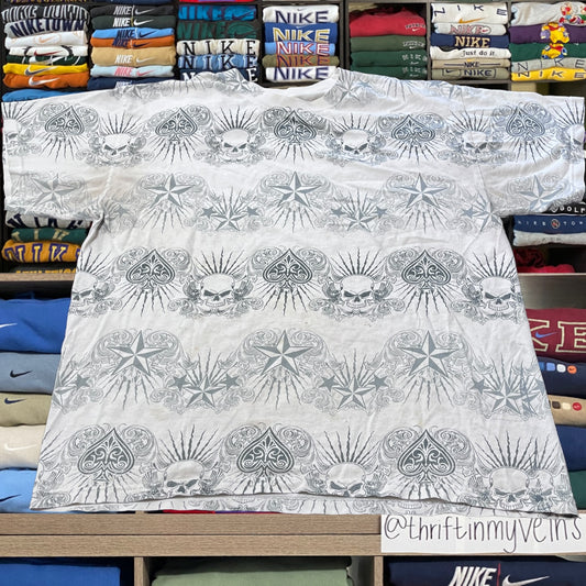 y2k skull skeleton skater shirt