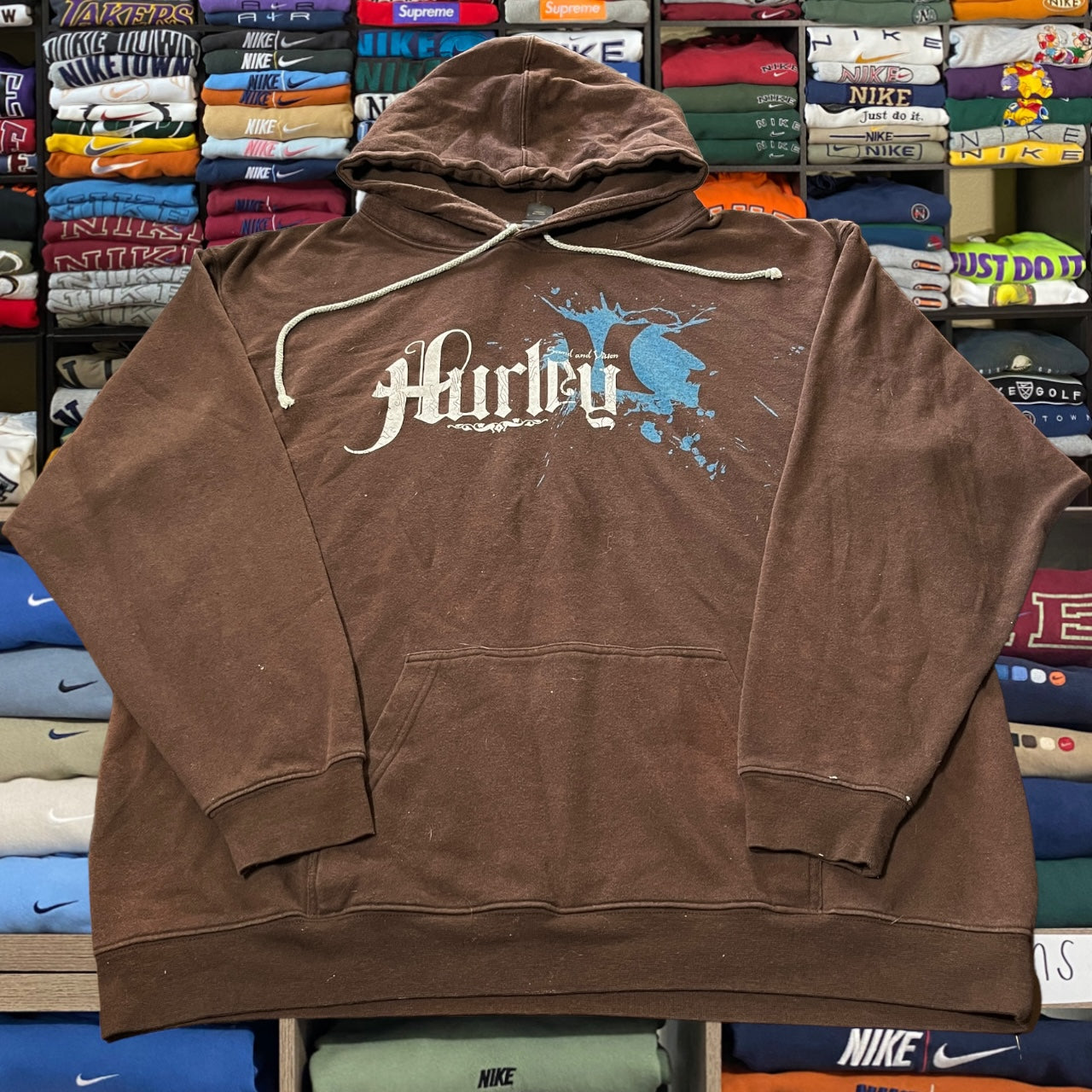 Y2K Hurley brown skater hoodie