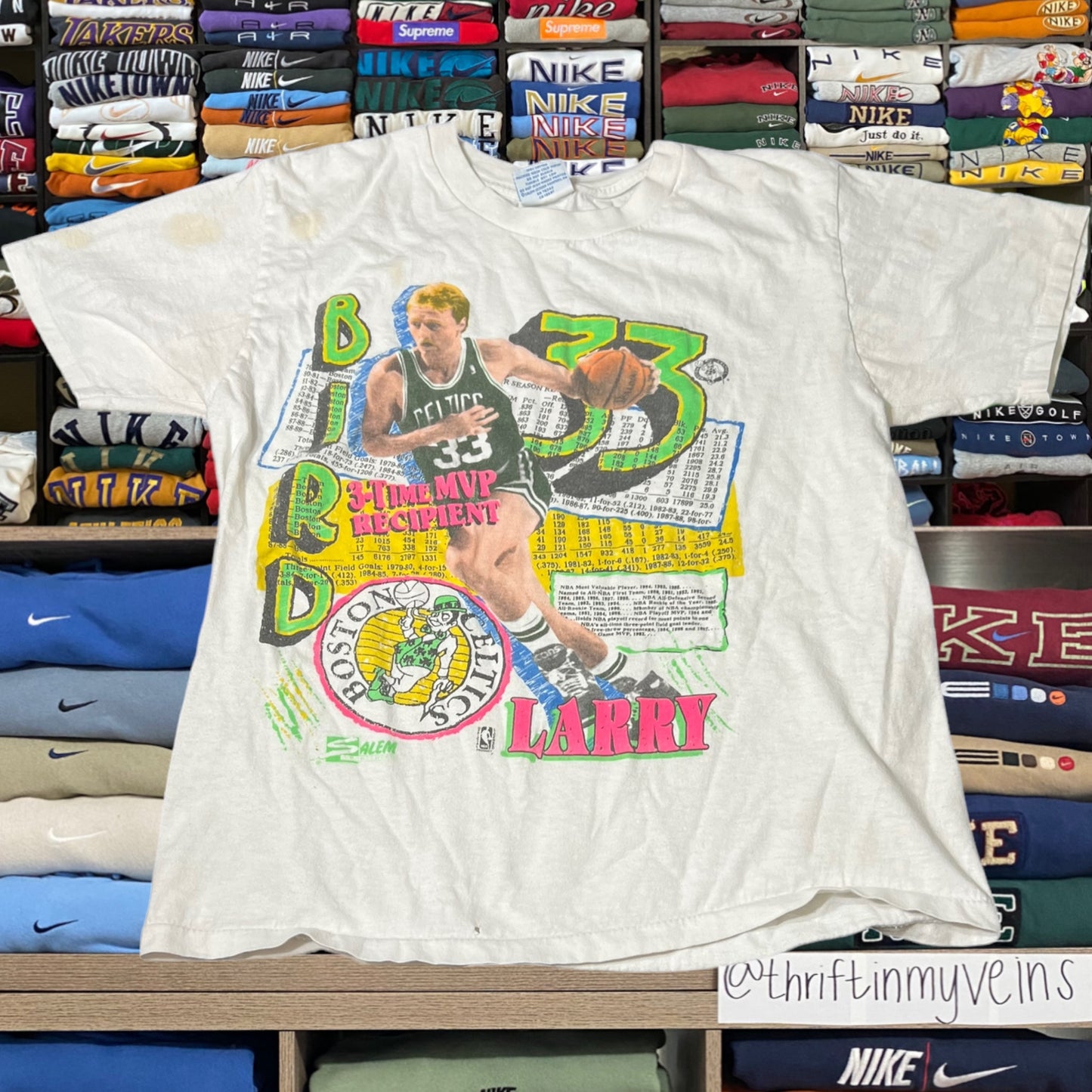 Vintage 1989 LARRY BIRD Salem sports wear  nba basketball shirt
