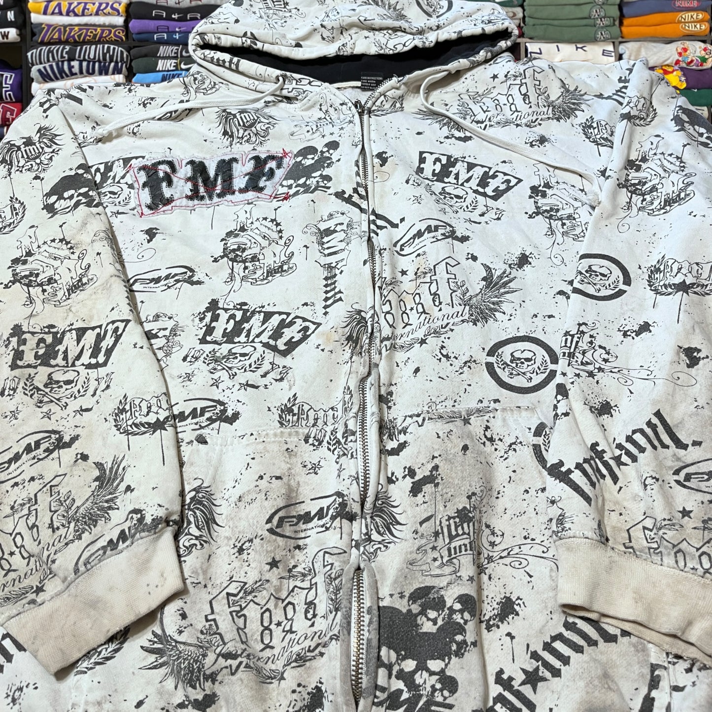 FMF skater all over print full zip hoodie
