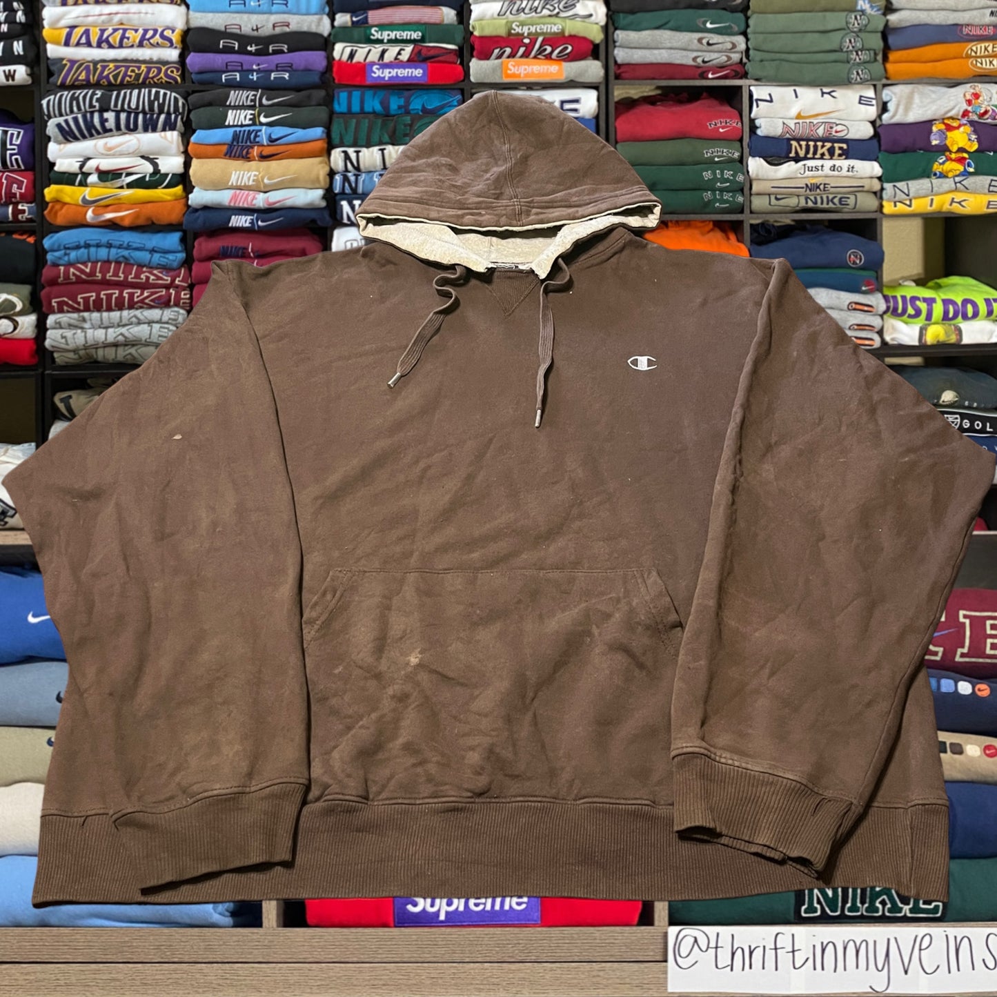 Y2K heavy weighted 2003 champion brown hoodie