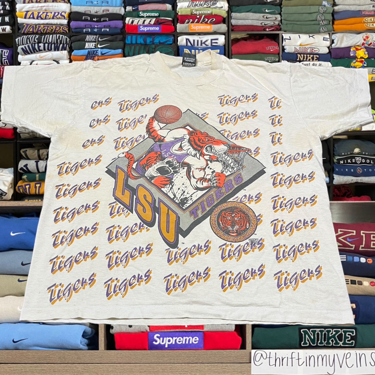 90s LSU all over print shirt