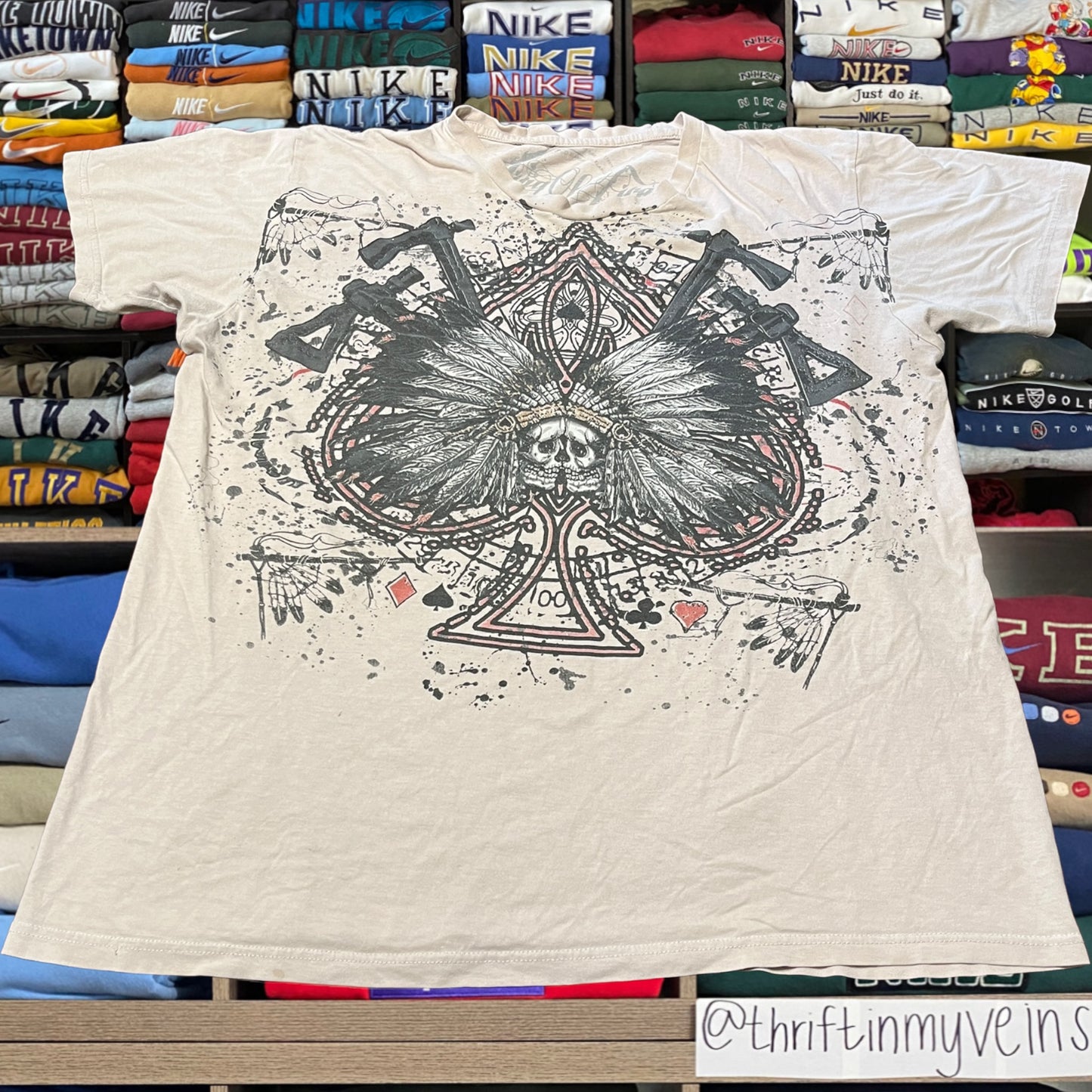 vintage grunge skeleton poker shirt
