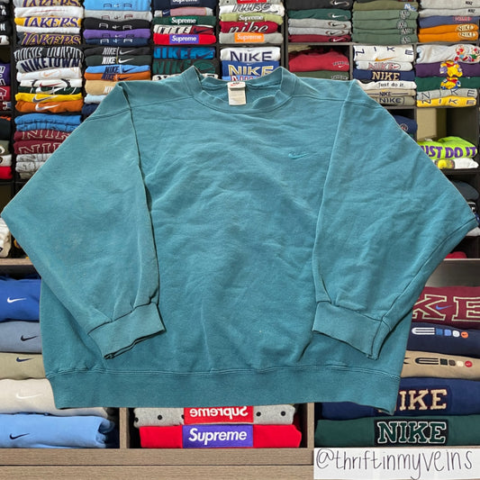 90s rare Icy blue tonal logo sweater