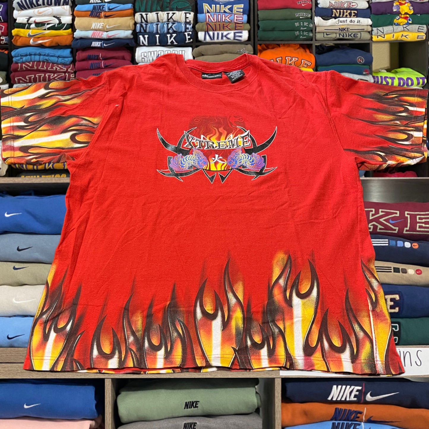 Y2K flame skater xtreme flame red shirt