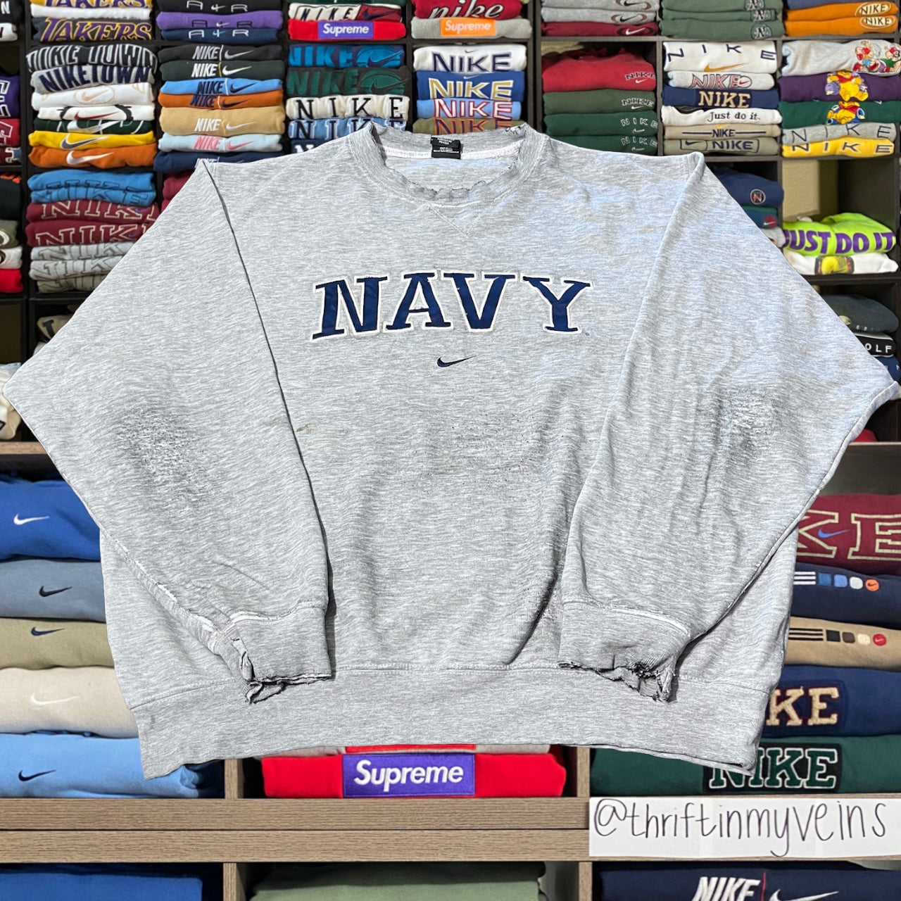 Y2K 2004 Nike x navy sweater
