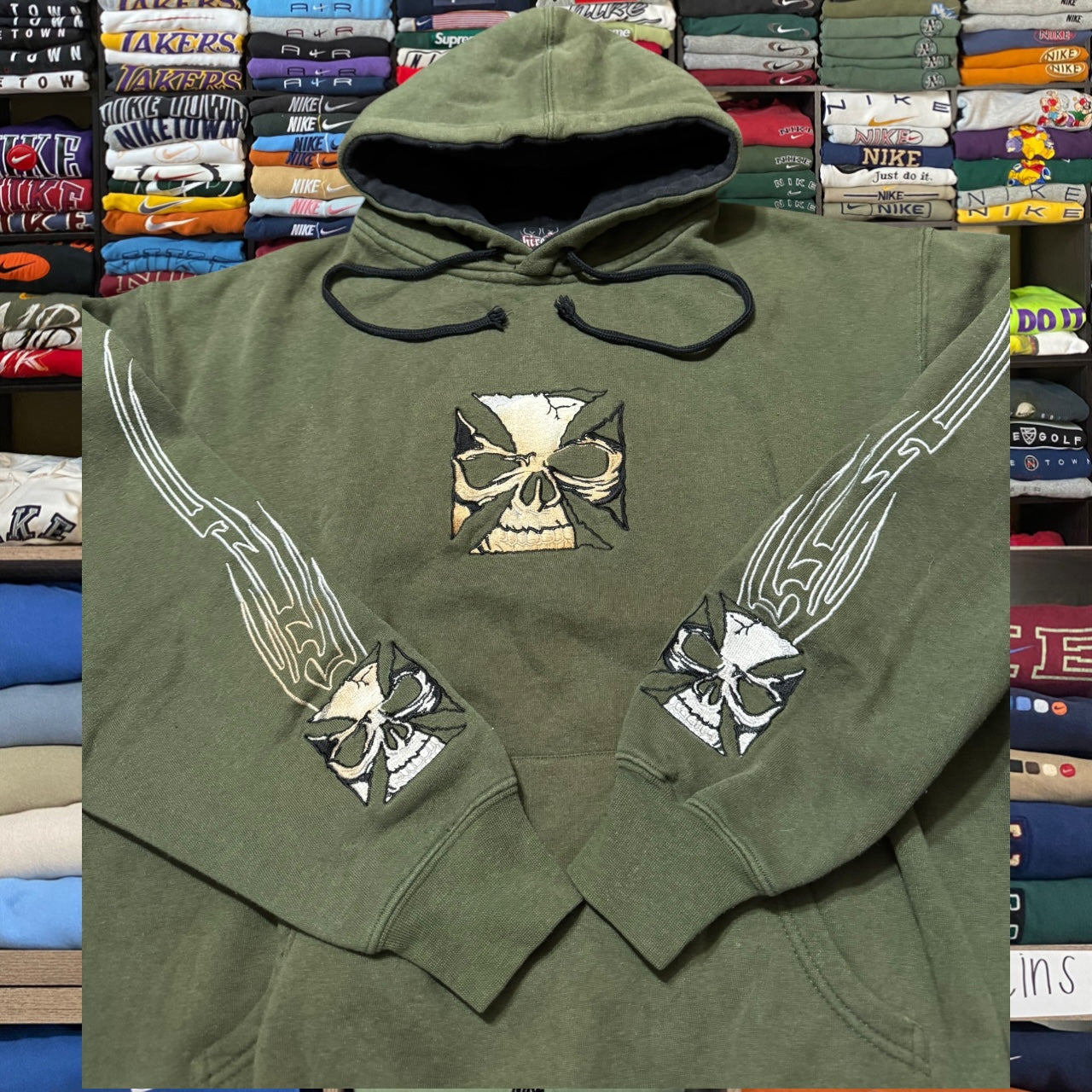 y2k skeleton grunge hoodie (Small)