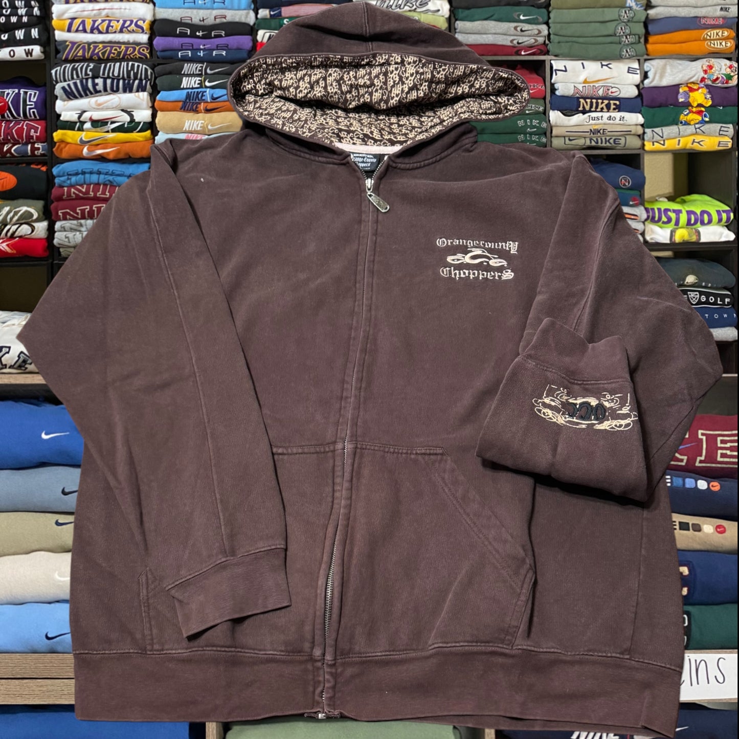 Y2K Orange County choppers brown full zip jacket