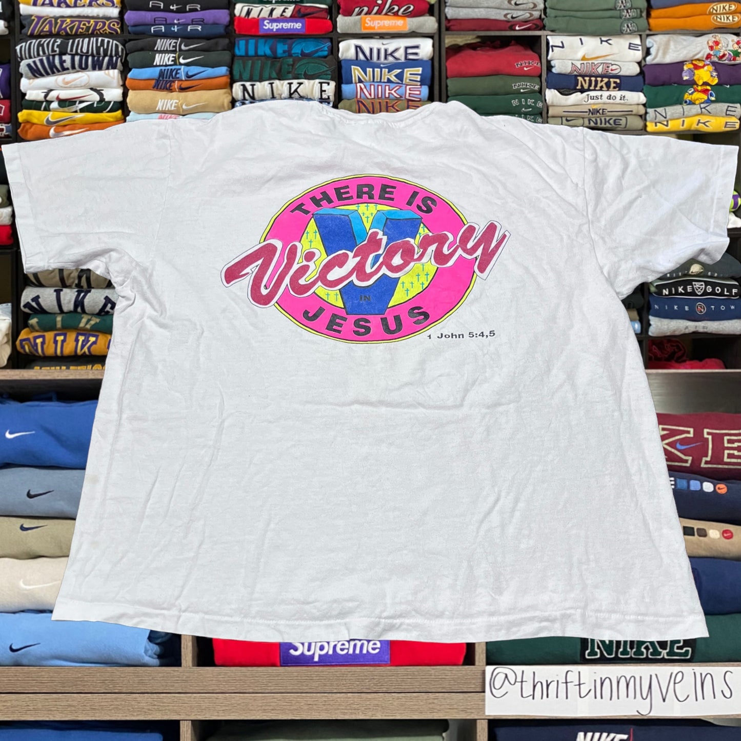 90s Jesus tee “there is victory in Jesus” xlarge