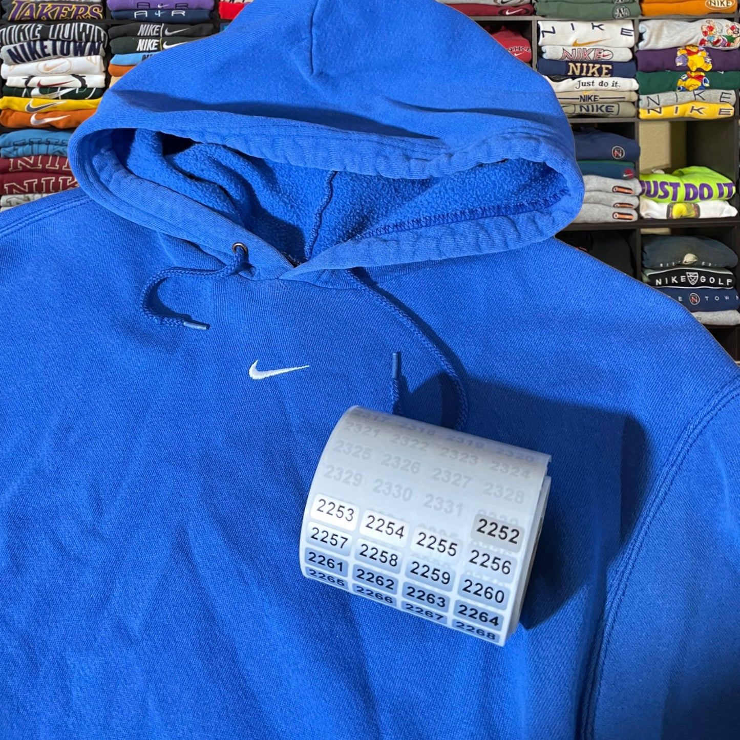 Y2K 2001 nike blue center swoosh hoodie