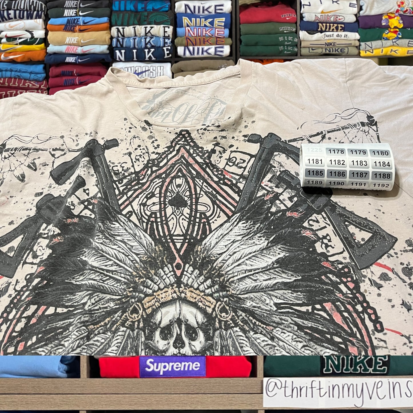 vintage grunge skeleton poker shirt