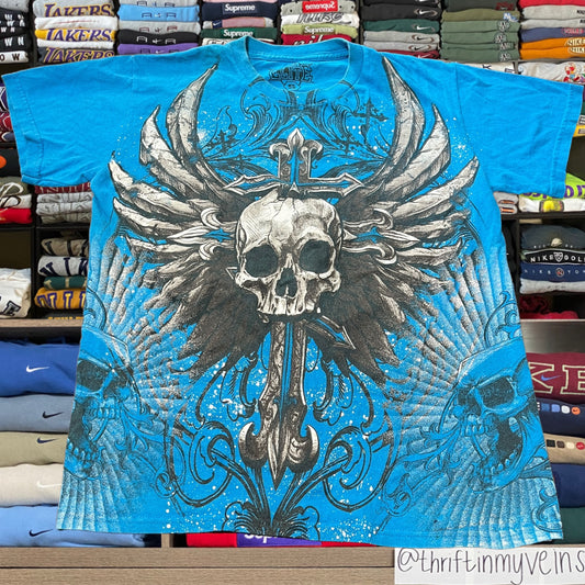 Y2K mma elite grunge emoji skeleton skull shirt