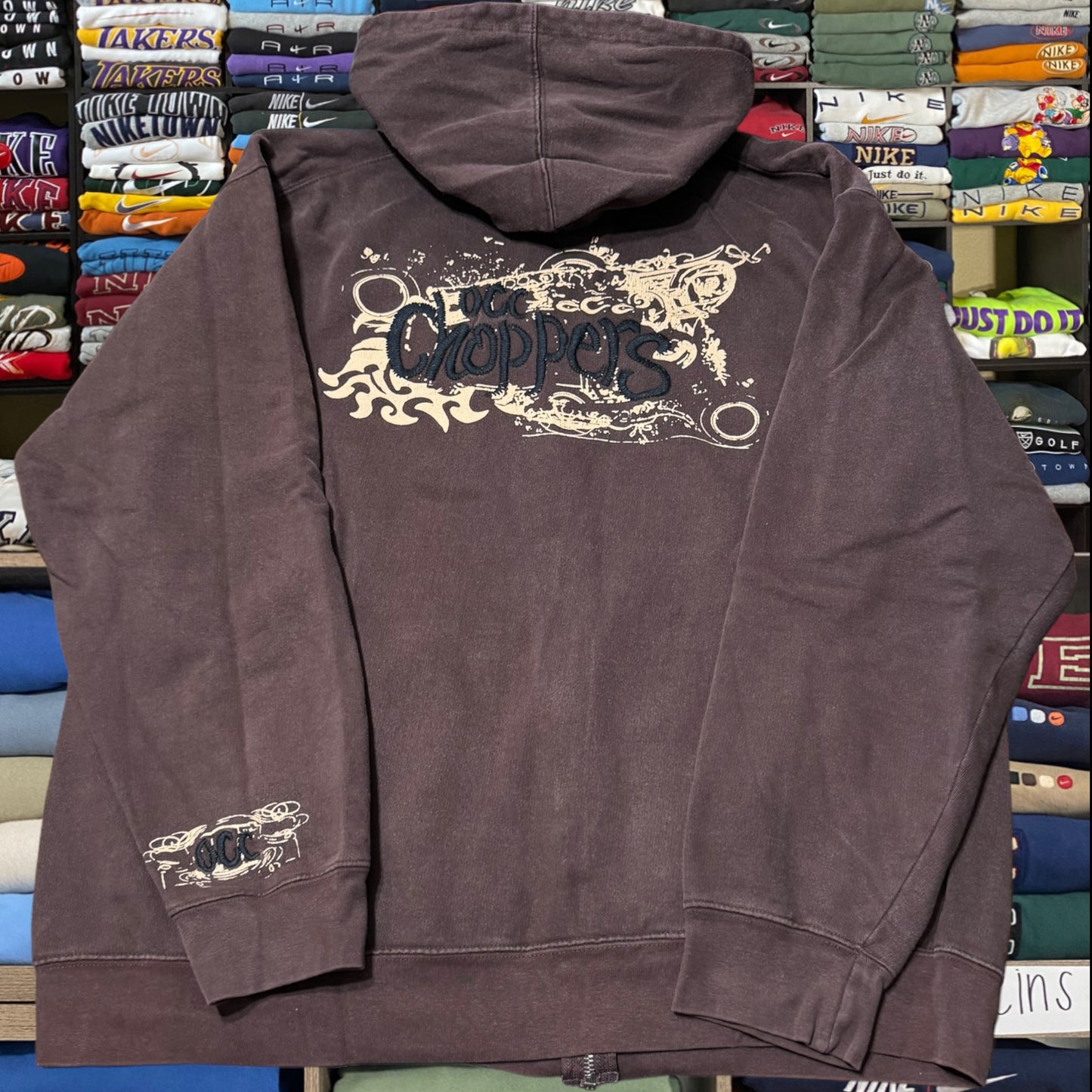 Y2K Orange County choppers brown full zip jacket