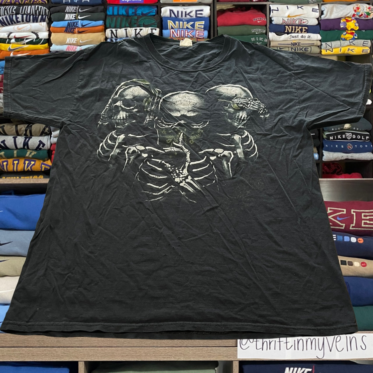 Y2K skeleton skull grunge shirt