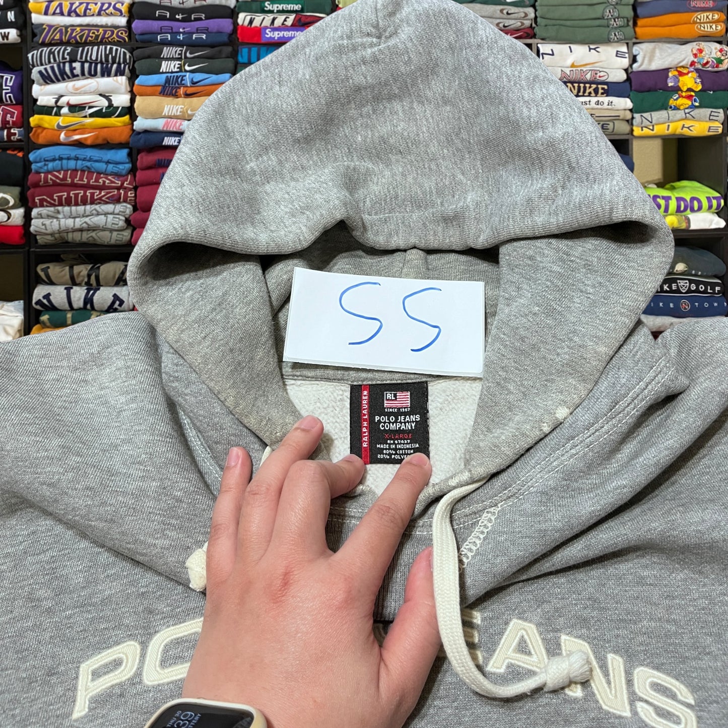 90s polo jeans company grey hoodie