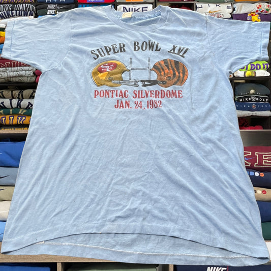 Vtg 1982 Super Bowl San Francisco 49ers vs bengals nfl football shirt