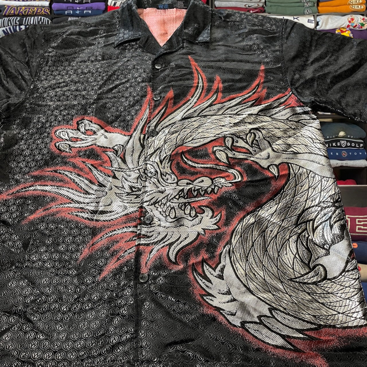 90s dragon silk button up shirt
