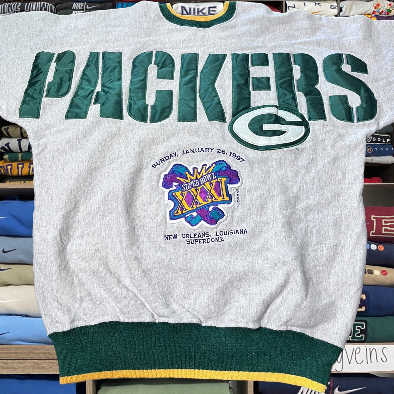 90s Green Bay packers nfl football cross body logo sweater