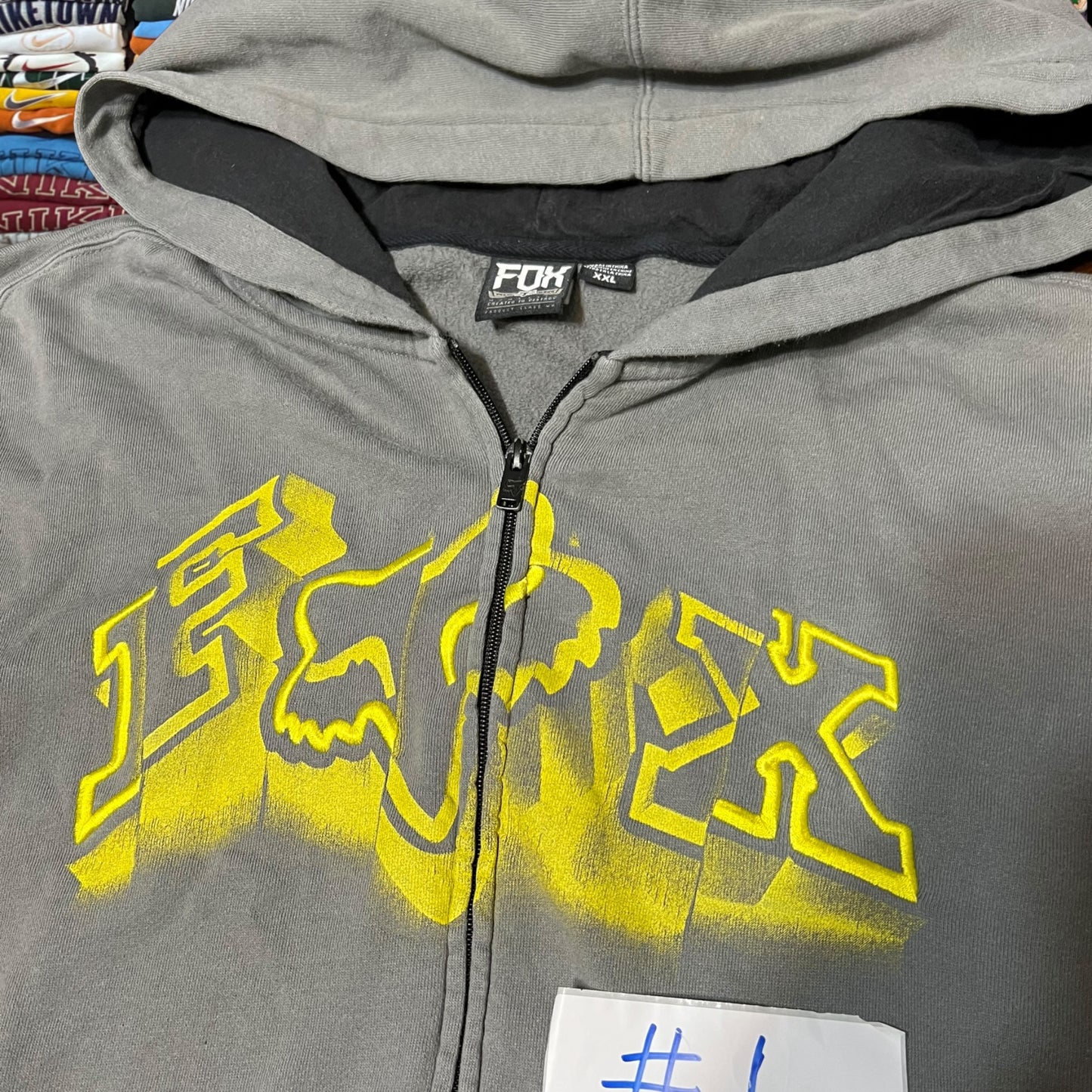 Y2K fox racing full zip hoodie