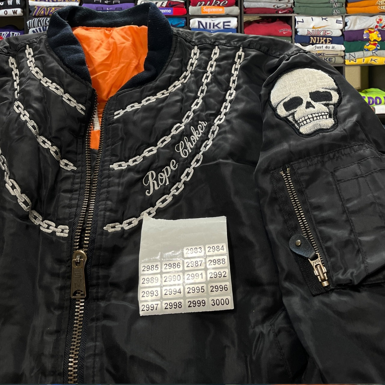 90s skeleton skull skater satin jacket