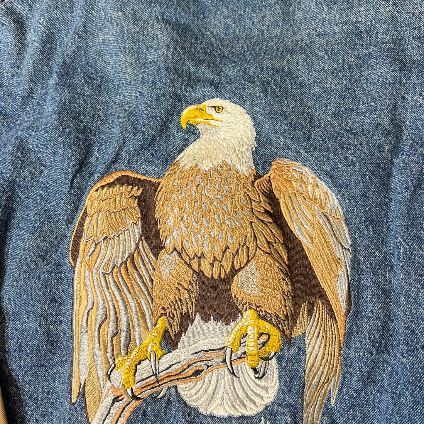 90s denim eagle varsity jacket