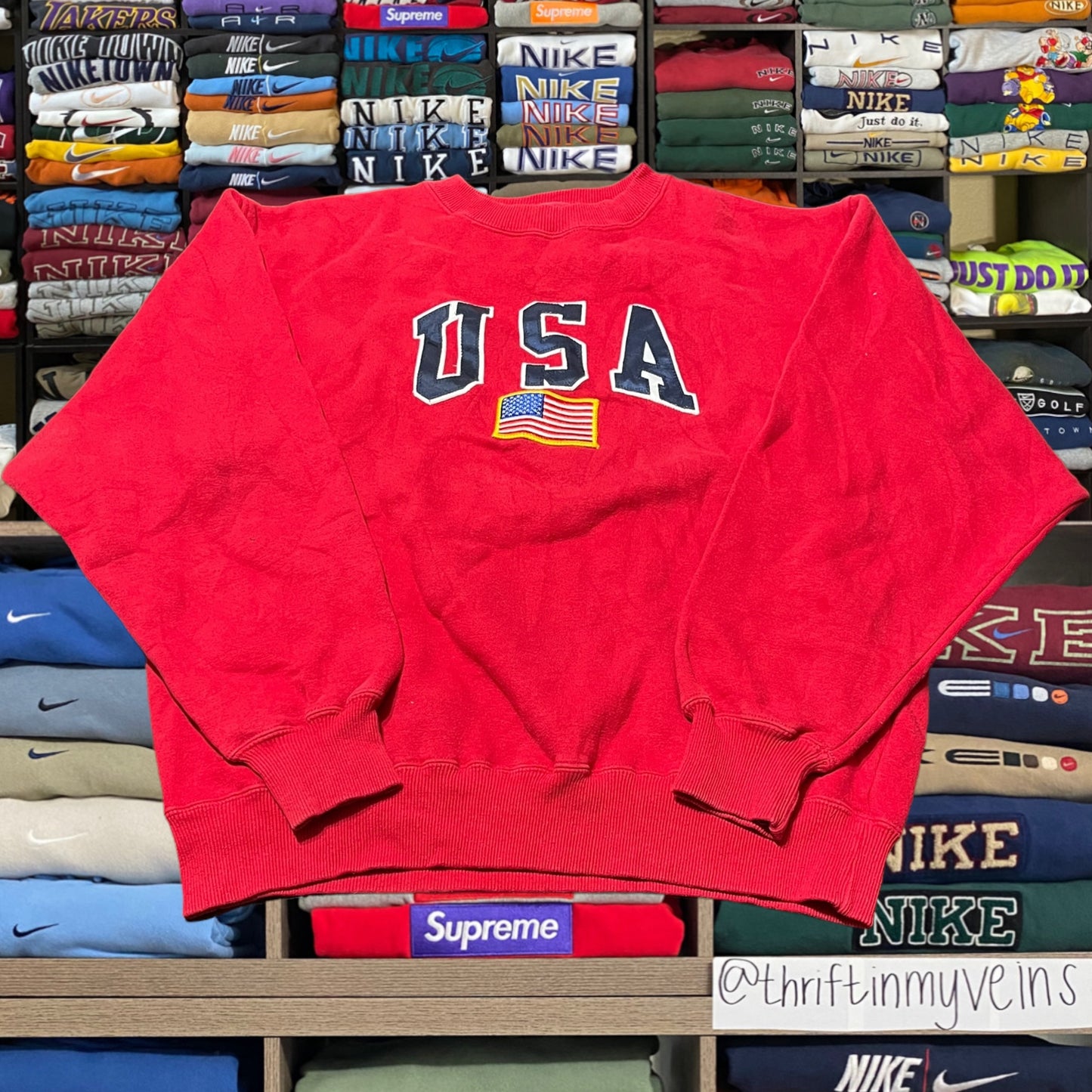 vintage 90s usa american flag sweater