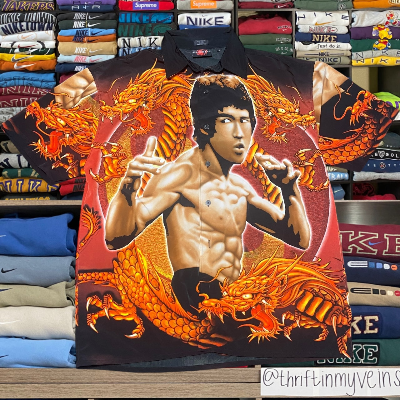 90s Bruce Lee all over print button up (large)