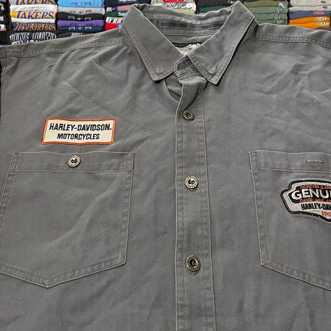 Y2K harley Davidson biker motorcycle button up