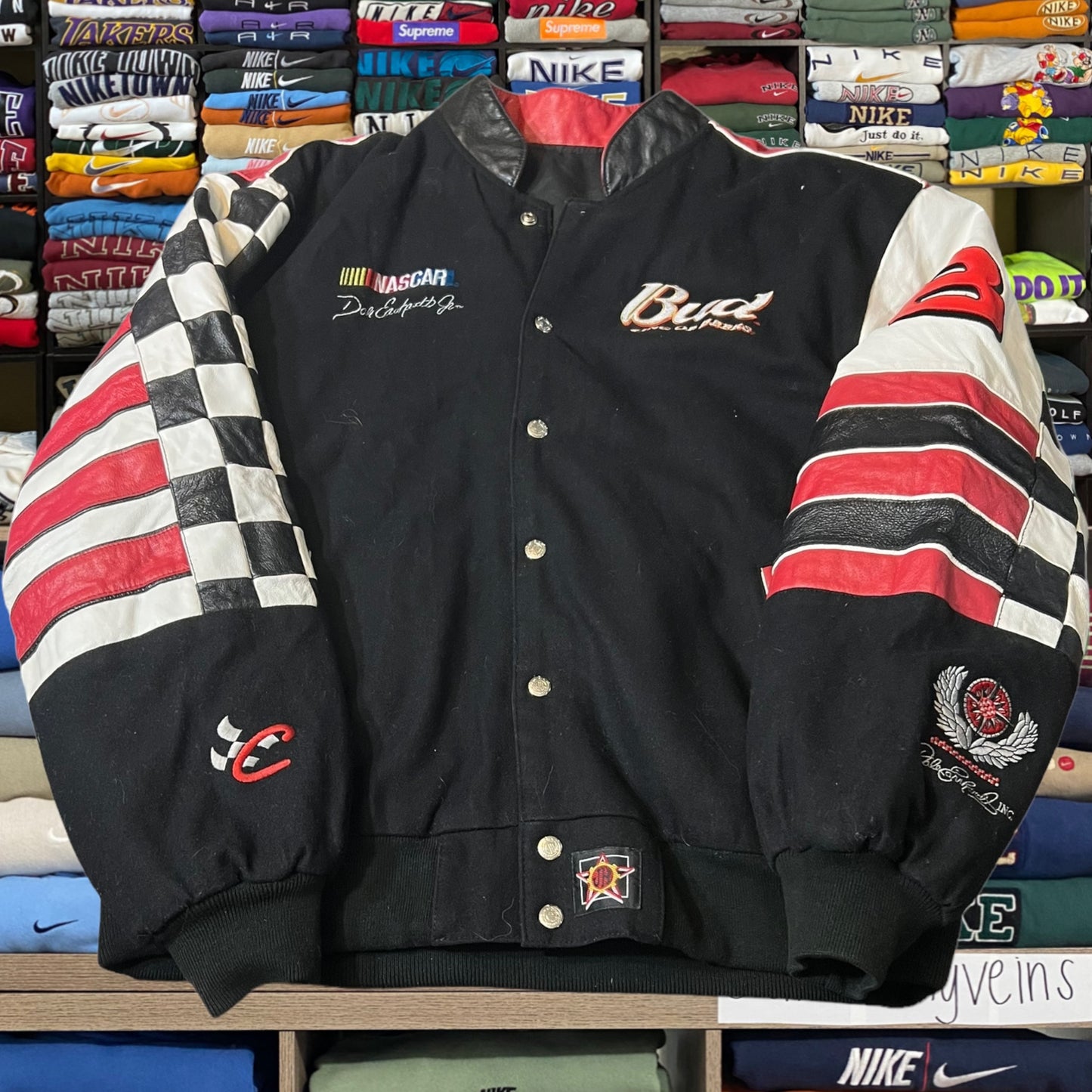 90s Budweiser nascar reversible leather jacket