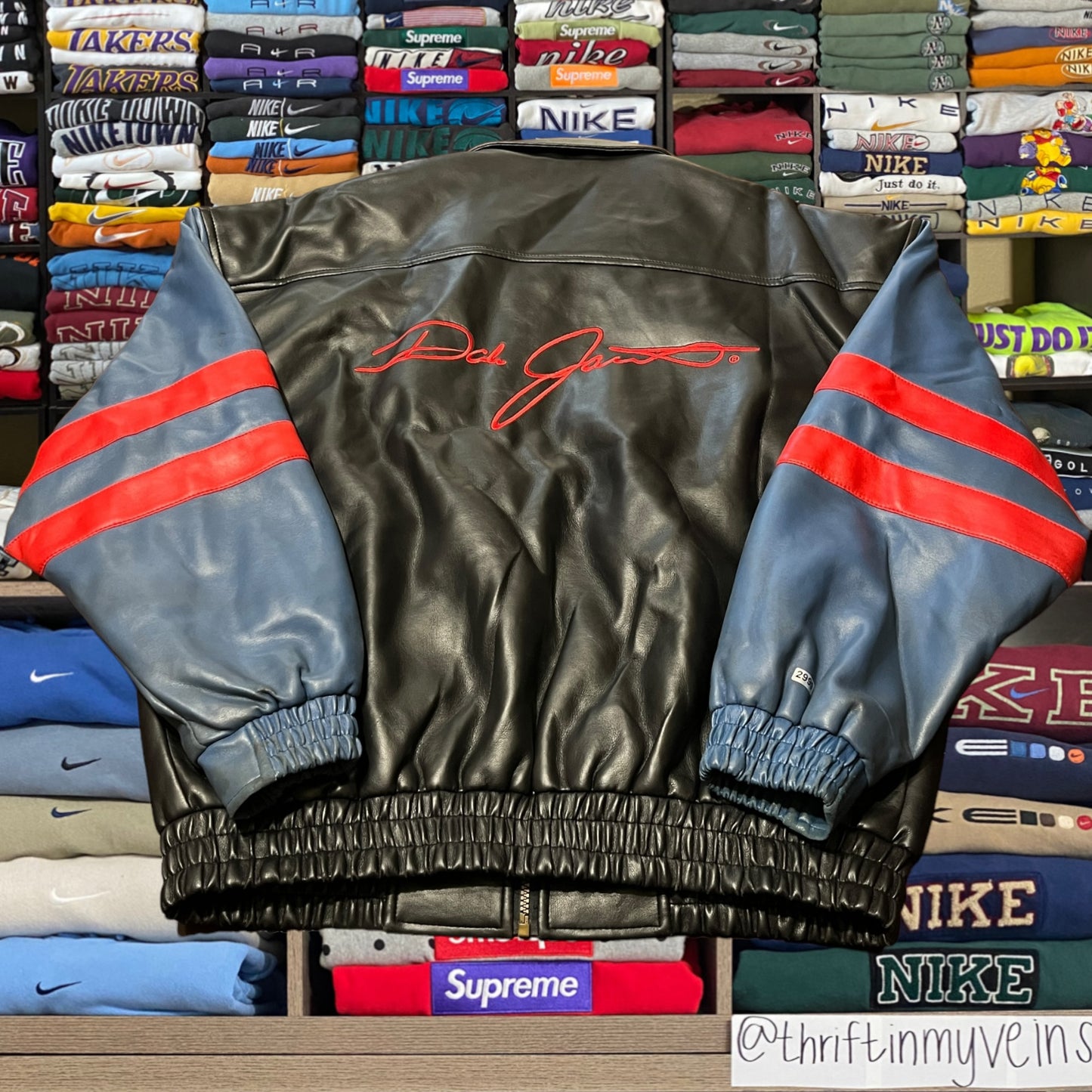 90s nascar leather varsity jacket
