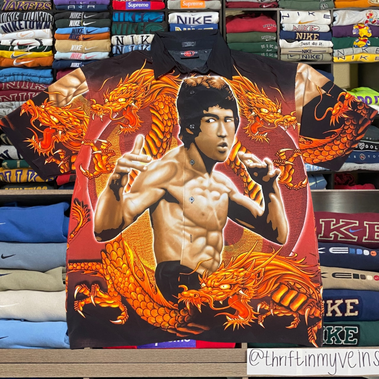 90s Bruce Lee all over print button up (large)