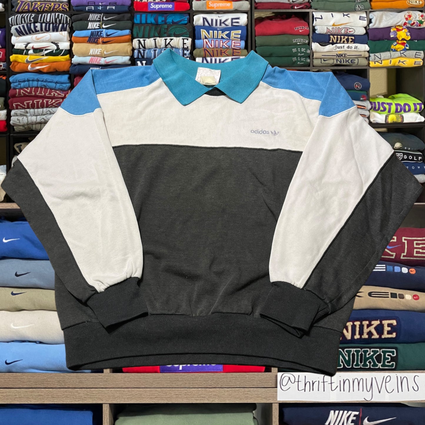 80s adidas collar sweatshirt (large)