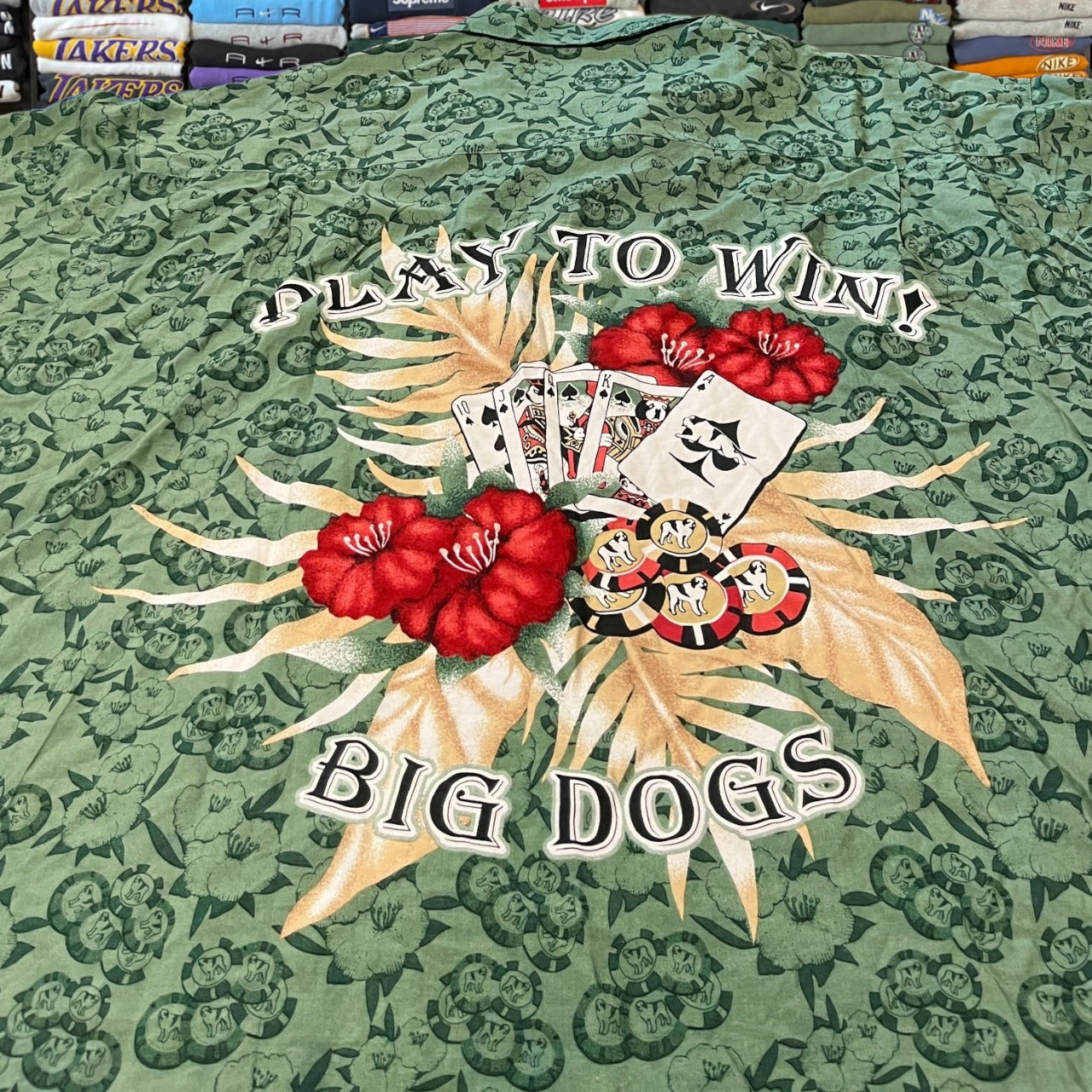Vintage 90s big dogs button up shirt poker