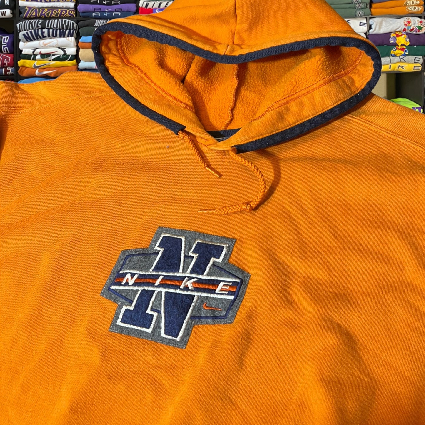 90s Nike spelled out patch logo hoodie
