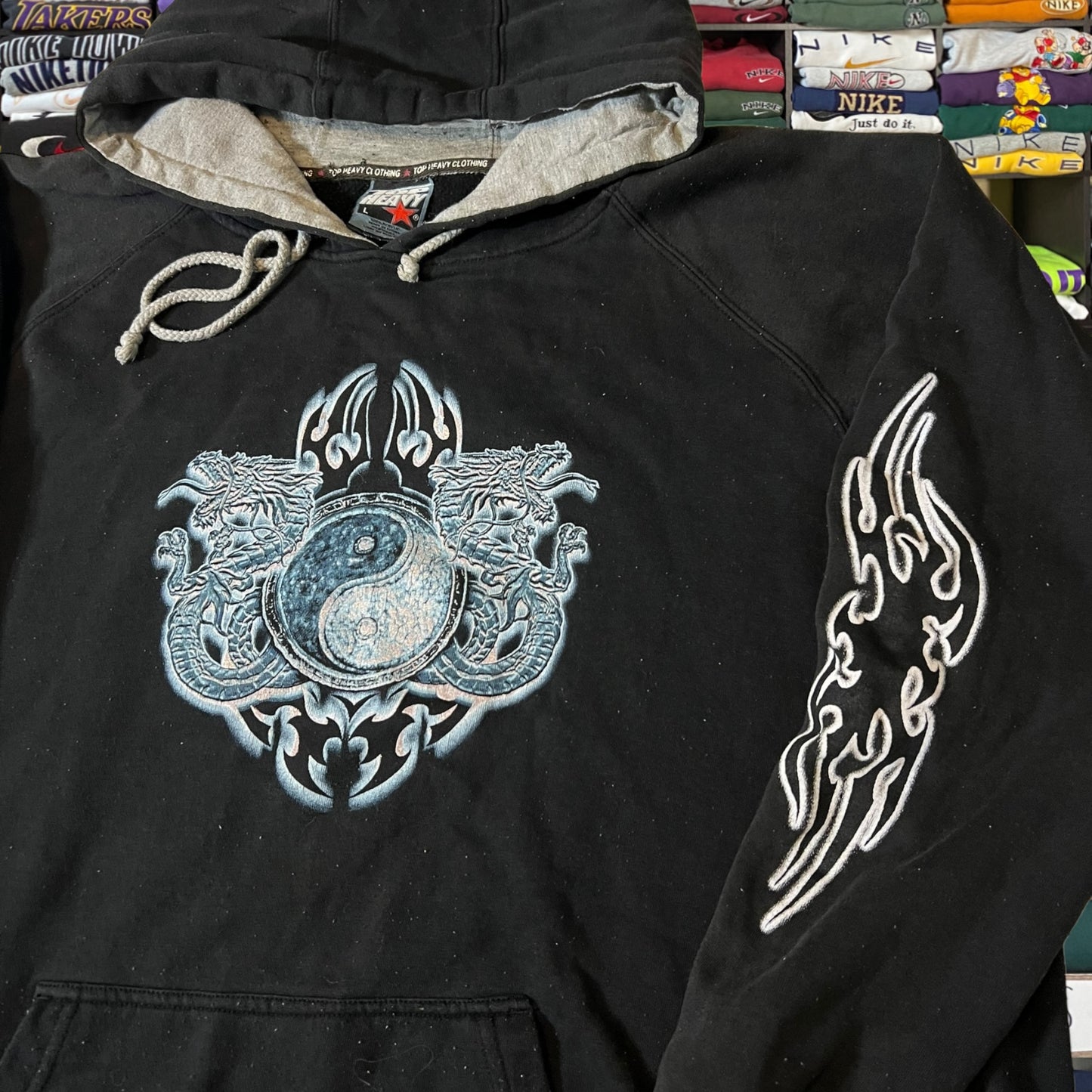 Y2K dragon Ying Yang skater hoodie top heavy
